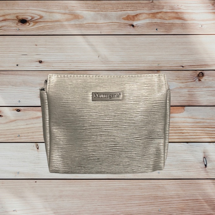 Small Neutrogena Silver Makeup Bag